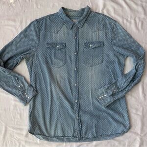 Denim Polka Dot Western Snap-Up-Size XL-Charles And A Half